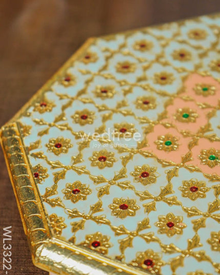 Hexagon Shaped Meenakari Bajot- 10 x 10 inch - WL3322-2