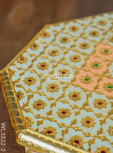 Hexagon Shaped Meenakari Bajot- 10 x 10 inch - WL3322-2