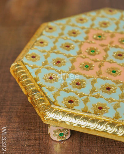 Hexagon Shaped Meenakari Bajot - 8 x 8 inch - WL3322-1