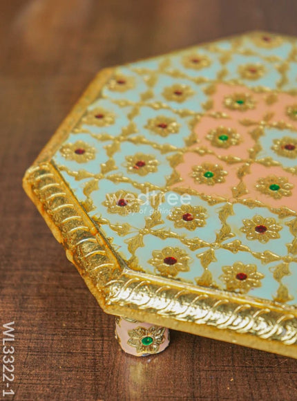Hexagon Shaped Meenakari Bajot - 8 x 8 inch - WL3322-1