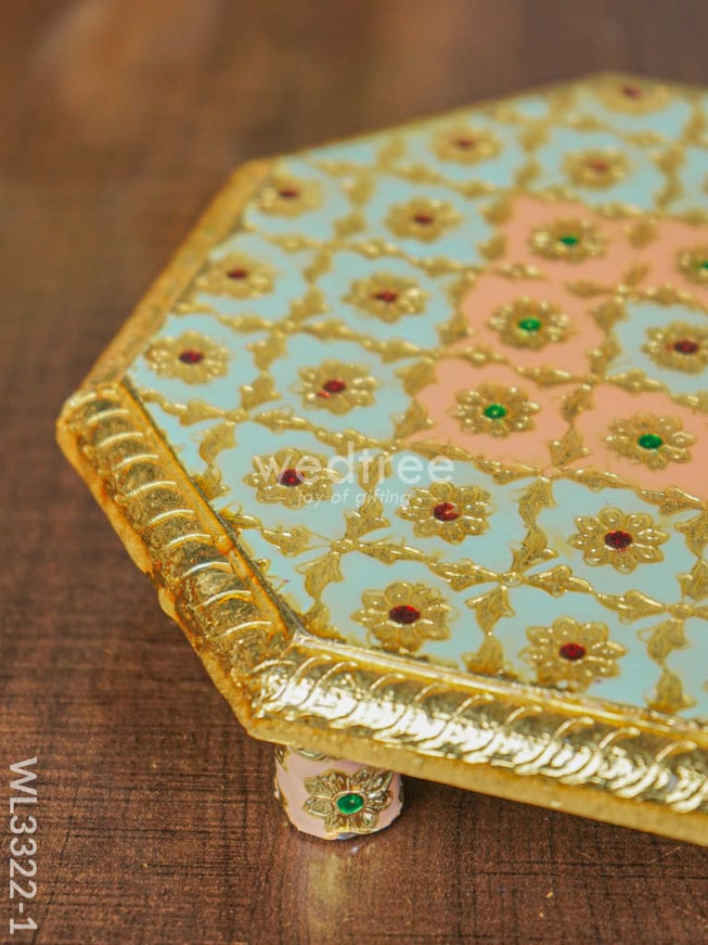 Hexagon Shaped Meenakari Bajot - 8 x 8 inch - WL3322-1