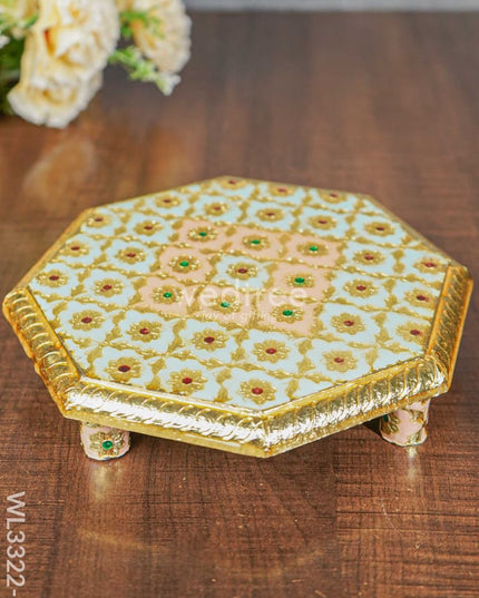 Hexagon Shaped Meenakari Bajot - 8 x 8 inch - WL3322-1