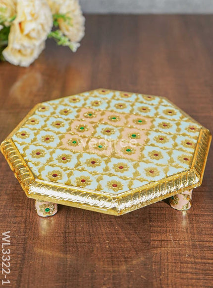 Hexagon Shaped Meenakari Bajot - 8 x 8 inch - WL3322-1