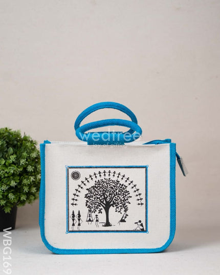 Jute Bag with Kalpavriksha Tree Print - WBG1691