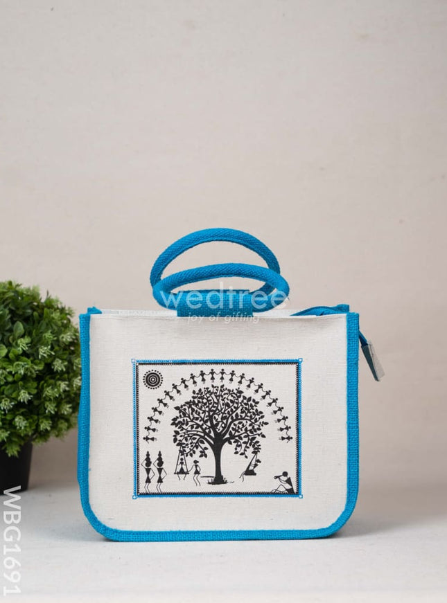 Jute Bag with Kalpavriksha Tree Print - WBG1691