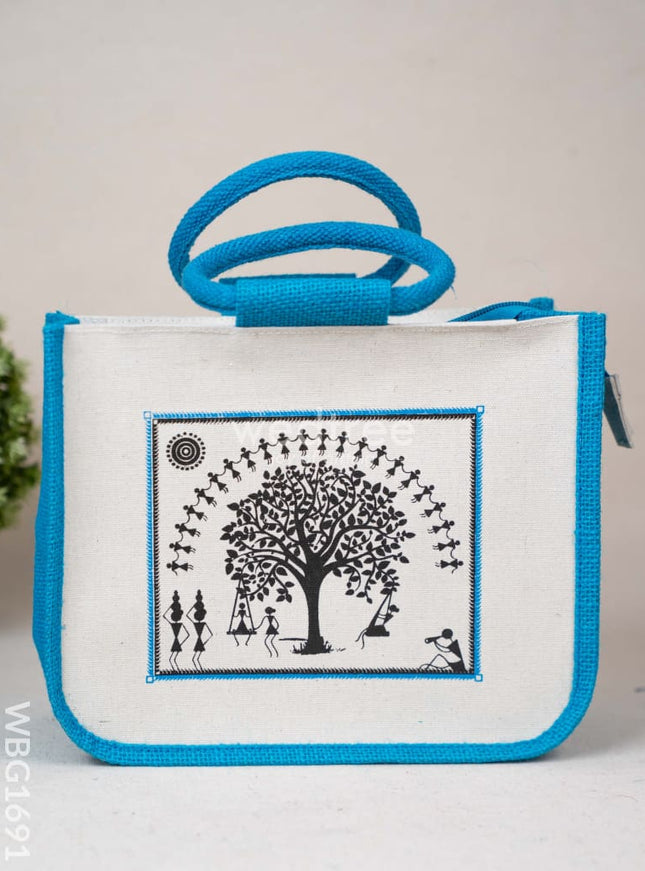 Jute Bag with Kalpavriksha Tree Print - WBG1691