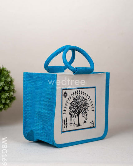 Jute Bag with Kalpavriksha Tree Print - WBG1691