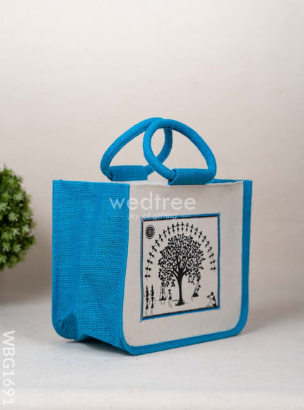 Jute Bag with Kalpavriksha Tree Print - WBG1691