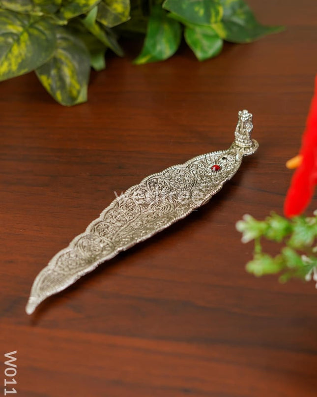 Leaf Agarbathi stand Oxidised Ganesh - W0115