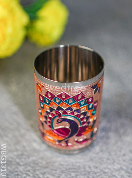 Meenakari Glass - Peacock Design - Copper Finish - WBG1310
