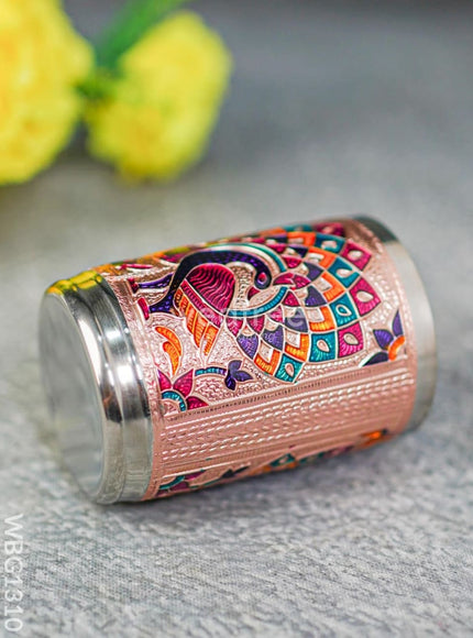 Meenakari Glass - Peacock Design - Copper Finish - WBG1310