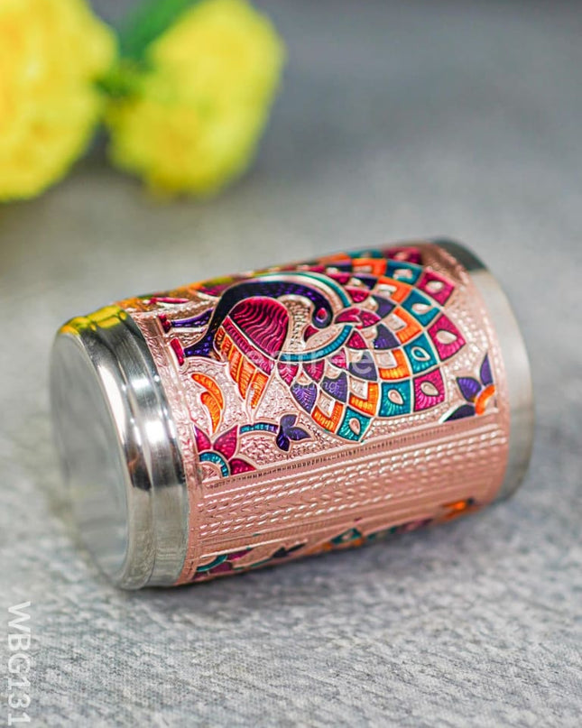 Meenakari Glass - Peacock Design - Copper Finish - WBG1310