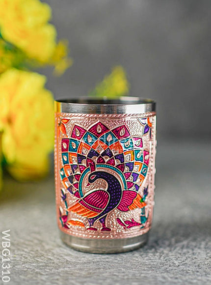 Meenakari Glass - Peacock Design - Copper Finish - WBG1310