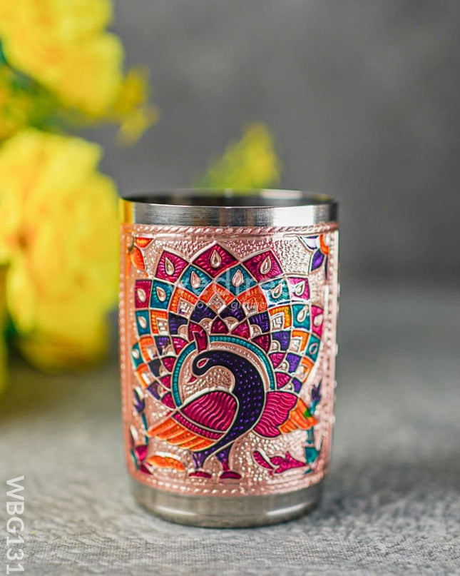 Meenakari Glass - Peacock Design - Copper Finish - WBG1310
