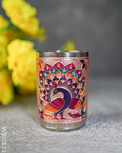 Meenakari Glass - Peacock Design - Copper Finish - WBG1310