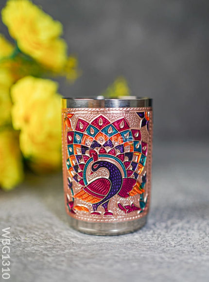 Meenakari Glass - Peacock Design - Copper Finish - WBG1310