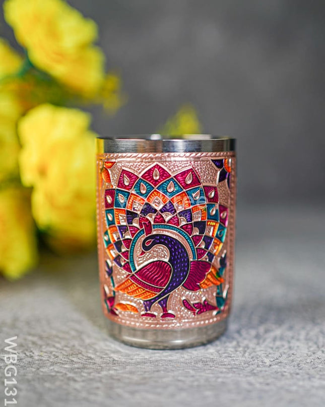 Meenakari Glass - Peacock Design - Copper Finish - WBG1310