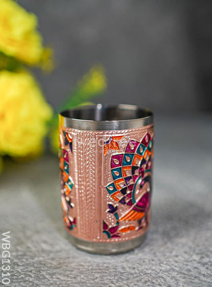 Meenakari Glass - Peacock Design - Copper Finish - WBG1310