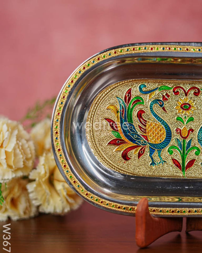 Meenakari Oval Plate 10 inch - W3671