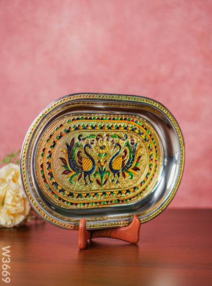 Meenakari Oval Plate 12 inch - W3669