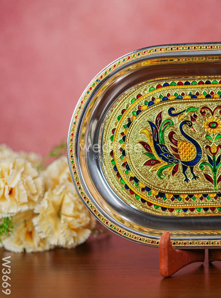 Meenakari Oval Plate 12 inch - W3669