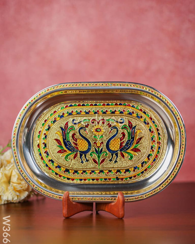 Meenakari Oval Plate 12 inch - W3669