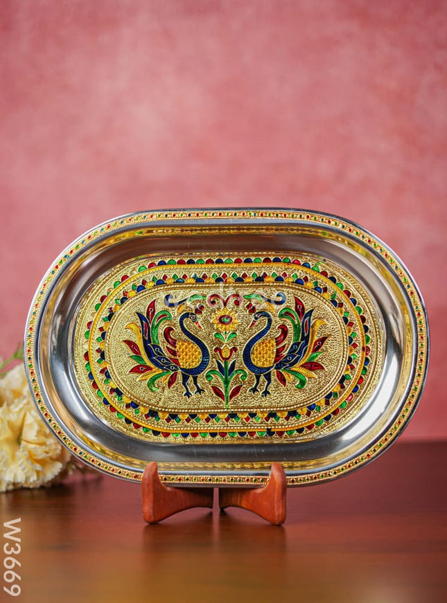 Meenakari Oval Plate 12 inch - W3669