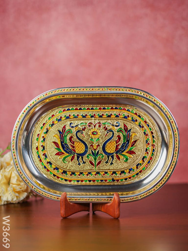 Meenakari Oval Plate 12 inch - W3669