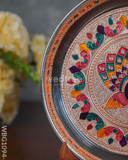 Meenakari Peacock Plate with Copper Finish - 7 inch - WBG1094-1