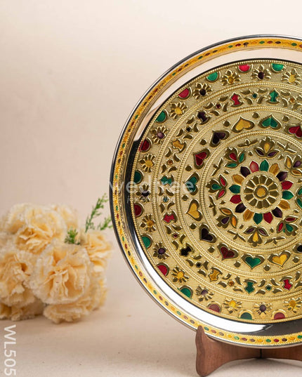 Meenakari Plate - Gold - 12 inch - WL5053