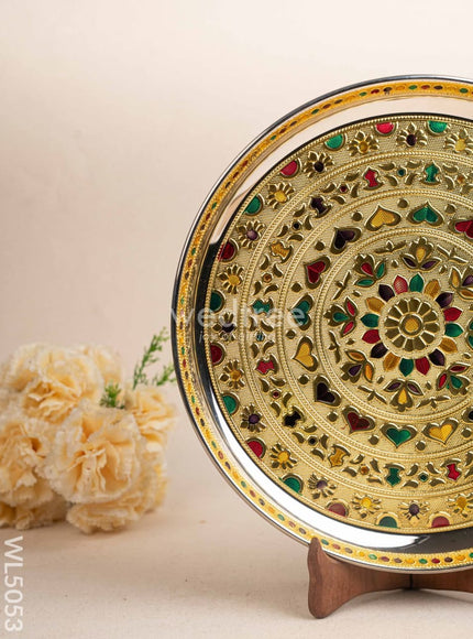 Meenakari Plate - Gold - 12 inch - WL5053