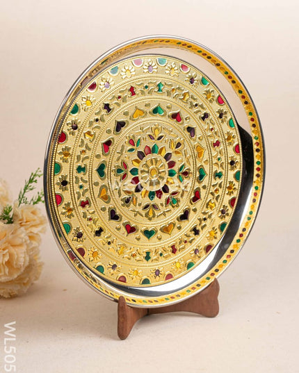 Meenakari Plate - Gold - 12 inch - WL5053