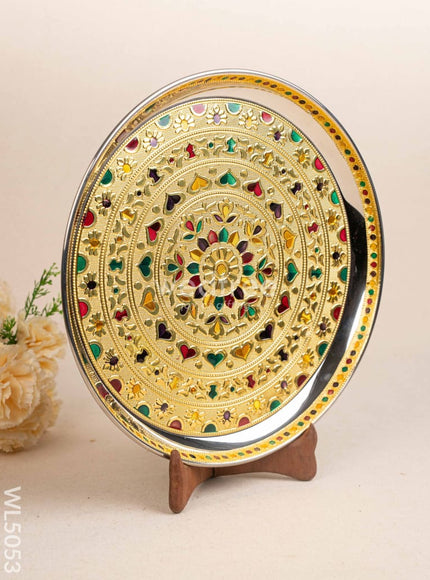 Meenakari Plate - Gold - 12 inch - WL5053