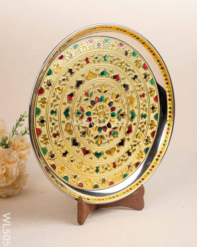Meenakari Plate - Gold - 12 inch - WL5053