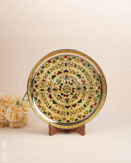 Meenakari Plate - Gold - 12 inch - WL5053