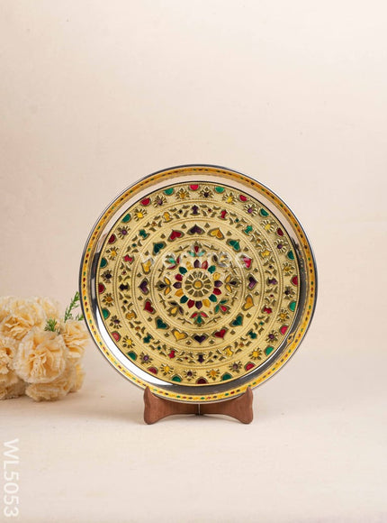 Meenakari Plate - Gold - 12 inch - WL5053