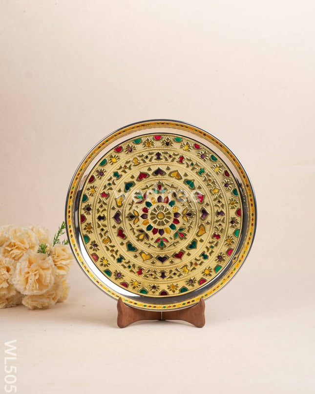Meenakari Plate - Gold - 12 inch - WL5053
