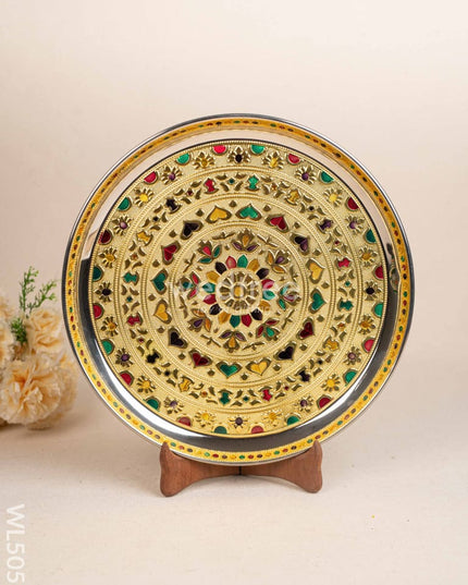 Meenakari Plate - Gold - 12 inch - WL5053