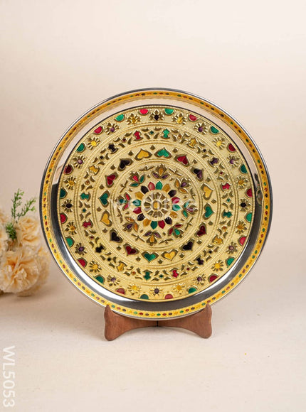 Meenakari Plate - Gold - 12 inch - WL5053