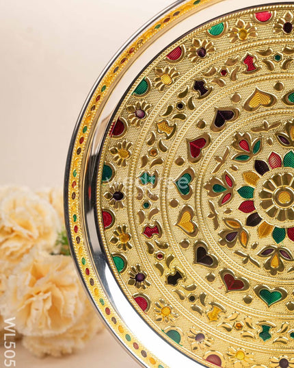 Meenakari Plate - Gold - 12 inch - WL5053