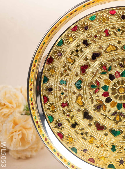 Meenakari Plate - Gold - 12 inch - WL5053