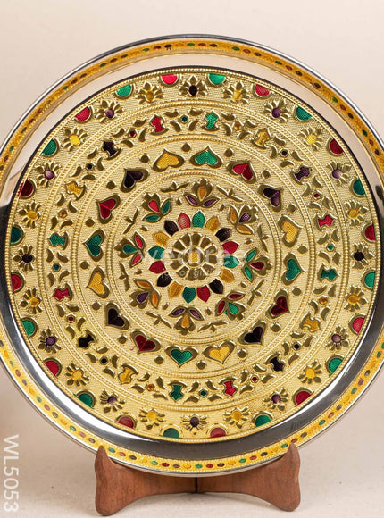 Meenakari Plate - Gold - 12 inch - WL5053