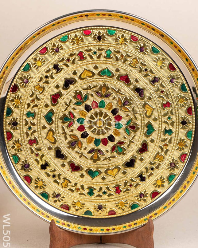 Meenakari Plate - Gold - 12 inch - WL5053