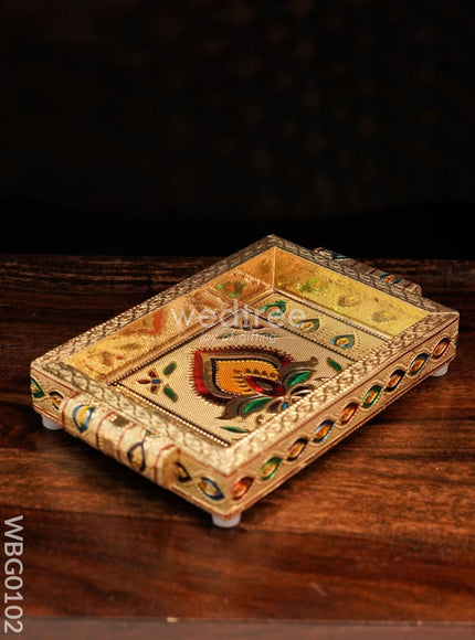 Meenakari Tray with Deepam Design - 6 inch - WBG0102