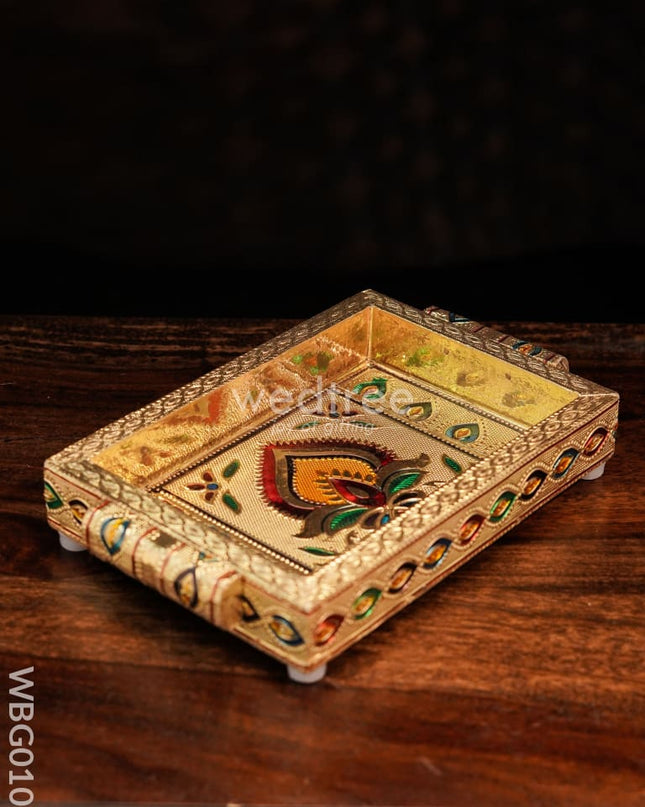 Meenakari Tray with Deepam Design - 6 inch - WBG0102