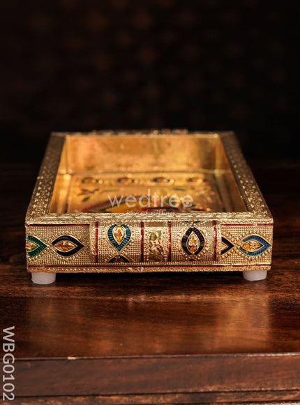 Meenakari Tray with Deepam Design - 6 inch - WBG0102