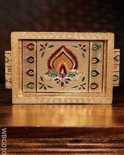 Meenakari Tray with Deepam Design - 6 inch - WBG0102