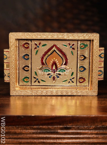 Meenakari Tray with Deepam Design - 6 inch - WBG0102