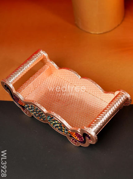 Meenakari Tray with Set of 2 Glass - Copper - WL3928