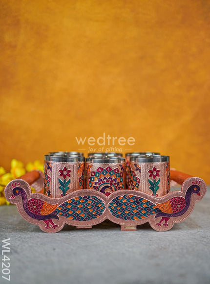 Meenakari Tray with Set of 6 Glass - WL4207